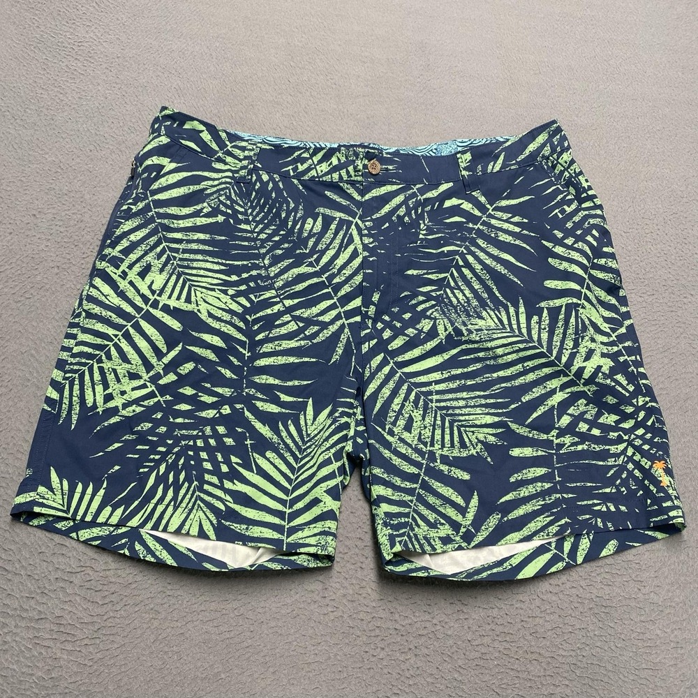 Margaritaville Shorts Mens‎ 40 Blue Palm Leaf Print Stretch Chino Casual 7 In